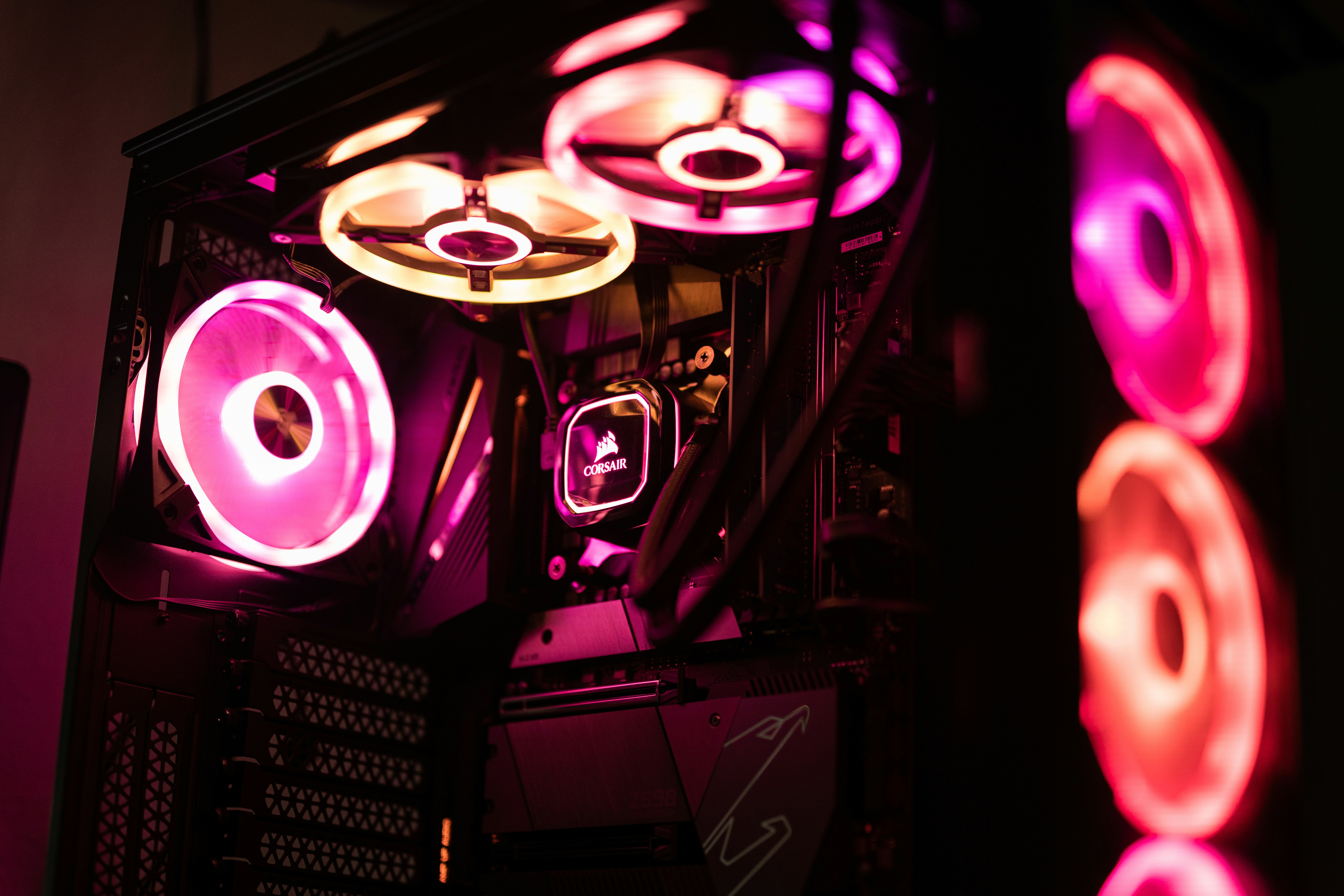 High-end PC assembly and gaming setup
